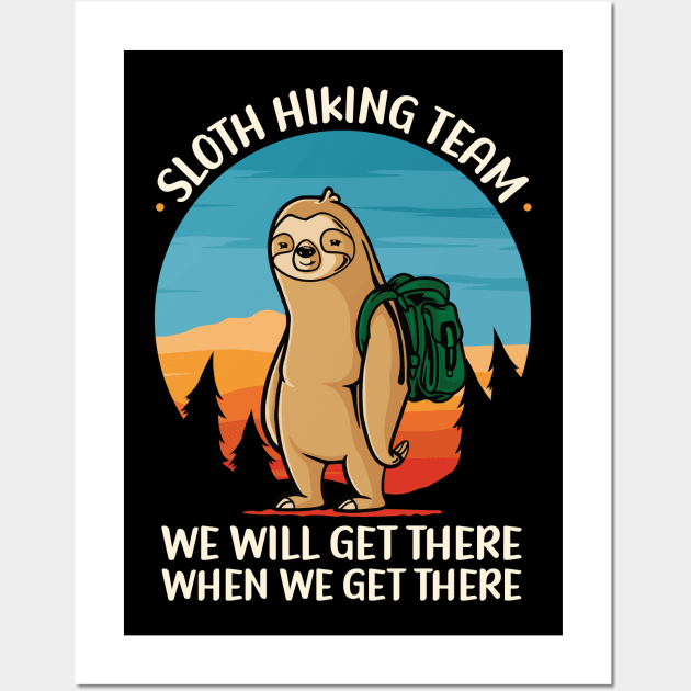 Sloth Hiking Team Wall Art by kangaroo Studio